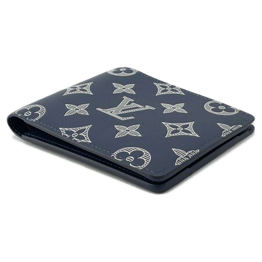 Louis Vuitton Multiple Monogram Shadow Black Portefeuille Bi fold Wallet Navy